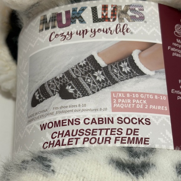 Muk Luks Women's Leopard & Black White Plaid Cabin Socks NWT - Picture 2 of 8